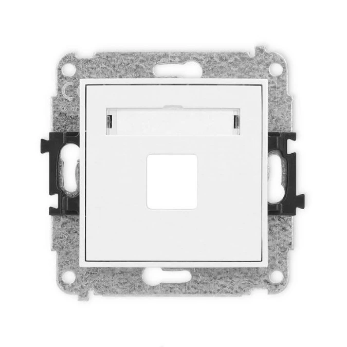 MINI Mechanizm gniazda multimedialnego pojedynczego bez modułu (standard Keystone) biały mat 25MGM‑1P - obrazek 1