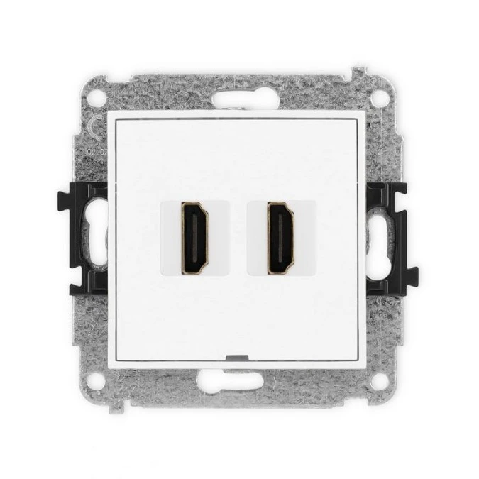 MINI Mechanizm gniazda podwójnego HDMI 2.1, 8K, bez pola opisowego biały MHDMIBO‑6 - obrazek 1