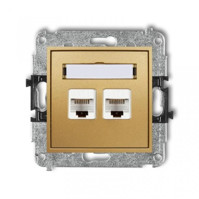 MINI Gniazda komputerowe podwójne 2xRJ45, kat. 5e, 8‑stykowy złoty 29MGK‑2