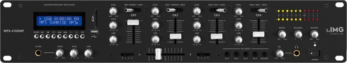 Mikser stereo dla DJ, z wbudowanym odtwarzaczem MP3 oraz odbiornikiem Bluetooth MPX‑410DMP - obrazek 1