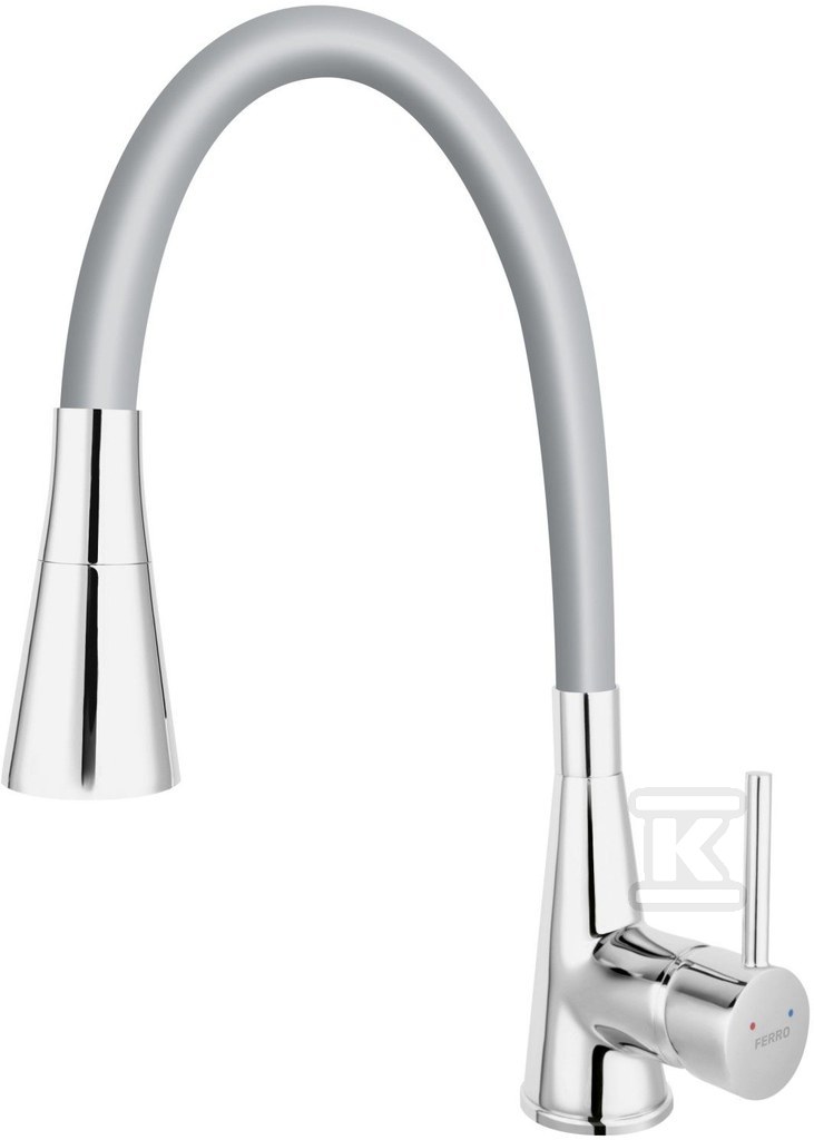 Bateria zlewozmywakowa Zumba II, srebrna elastyczna wylewka 2F, chrom BZA42S - obrazek 1
