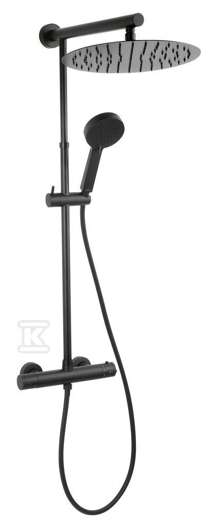Zestaw prysznicowy przesuwny 3 strumieniowy Trevi Black z baterią termostatyczną, czarny NP75-TRV7U-BL - obrazek 1