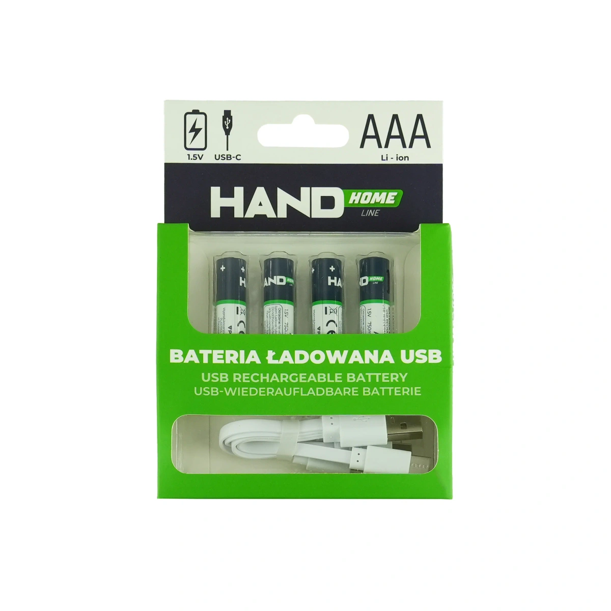 Bateria ładowana Plastrol Hand Home AAA/USB-C/750/4B W-00537 - obrazek 1