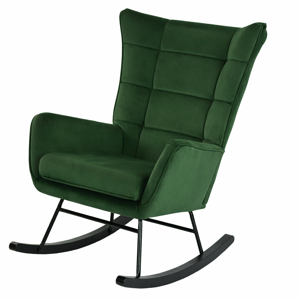 Fotel bujany Belivio BOLZANO ciemnozielony velvet