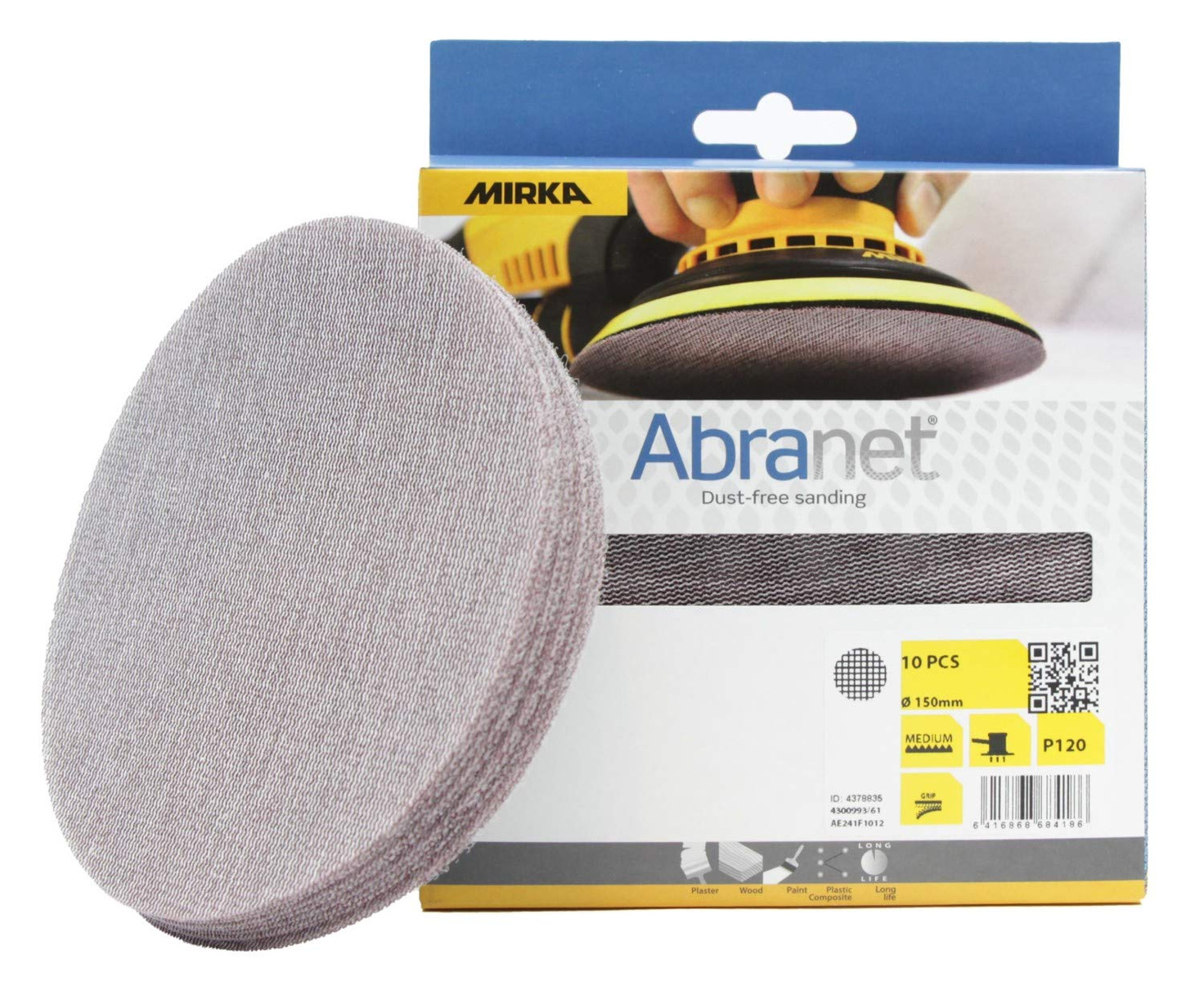 Krążki szlifierskie 150 mm P120 Mirka Abranet AE241F1012 10 szt. - obrazek 1