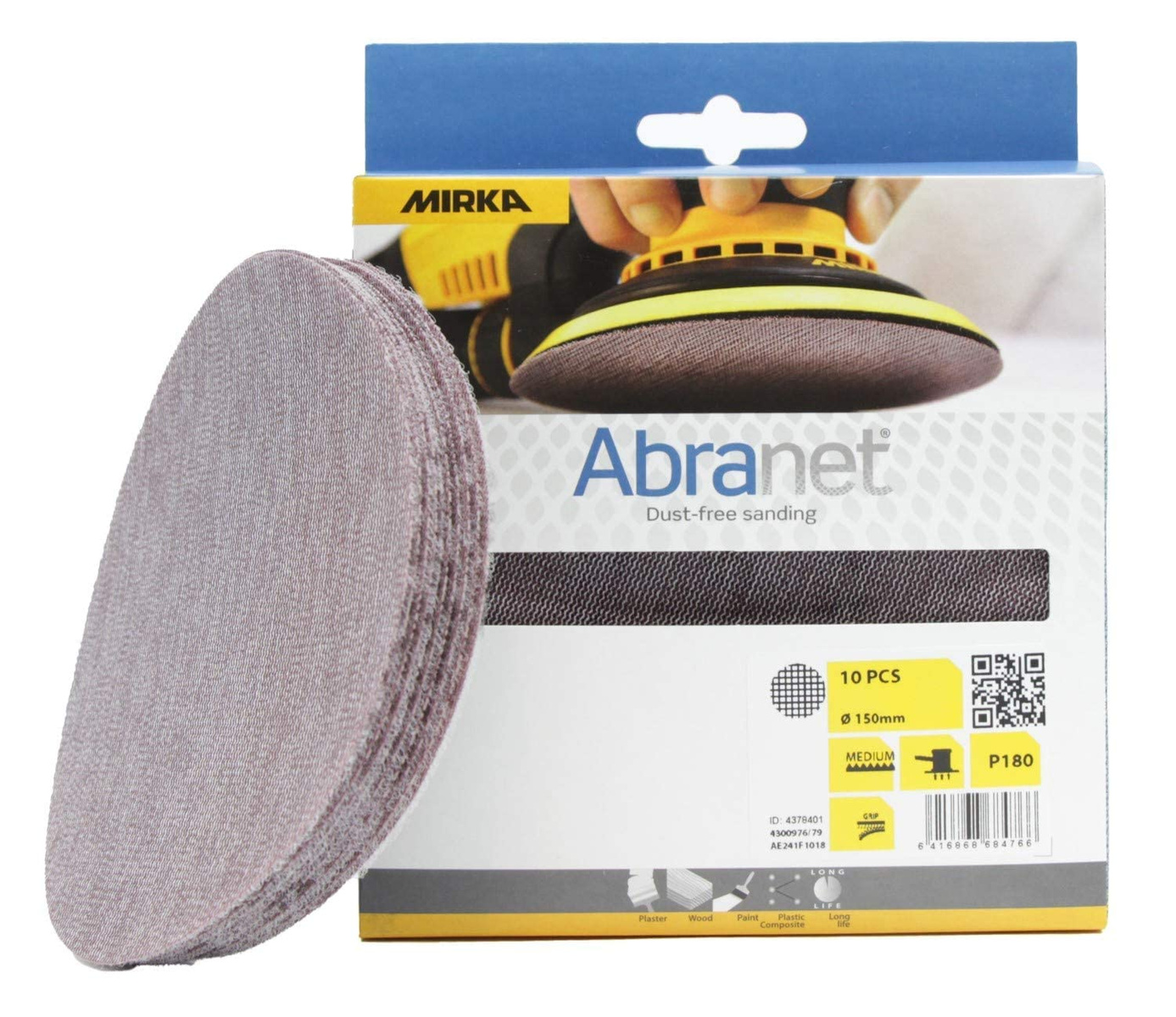 Krążki szlifierskie 150 mm P180 Mirka Abranet AE241F1018 10 szt. - obrazek 1