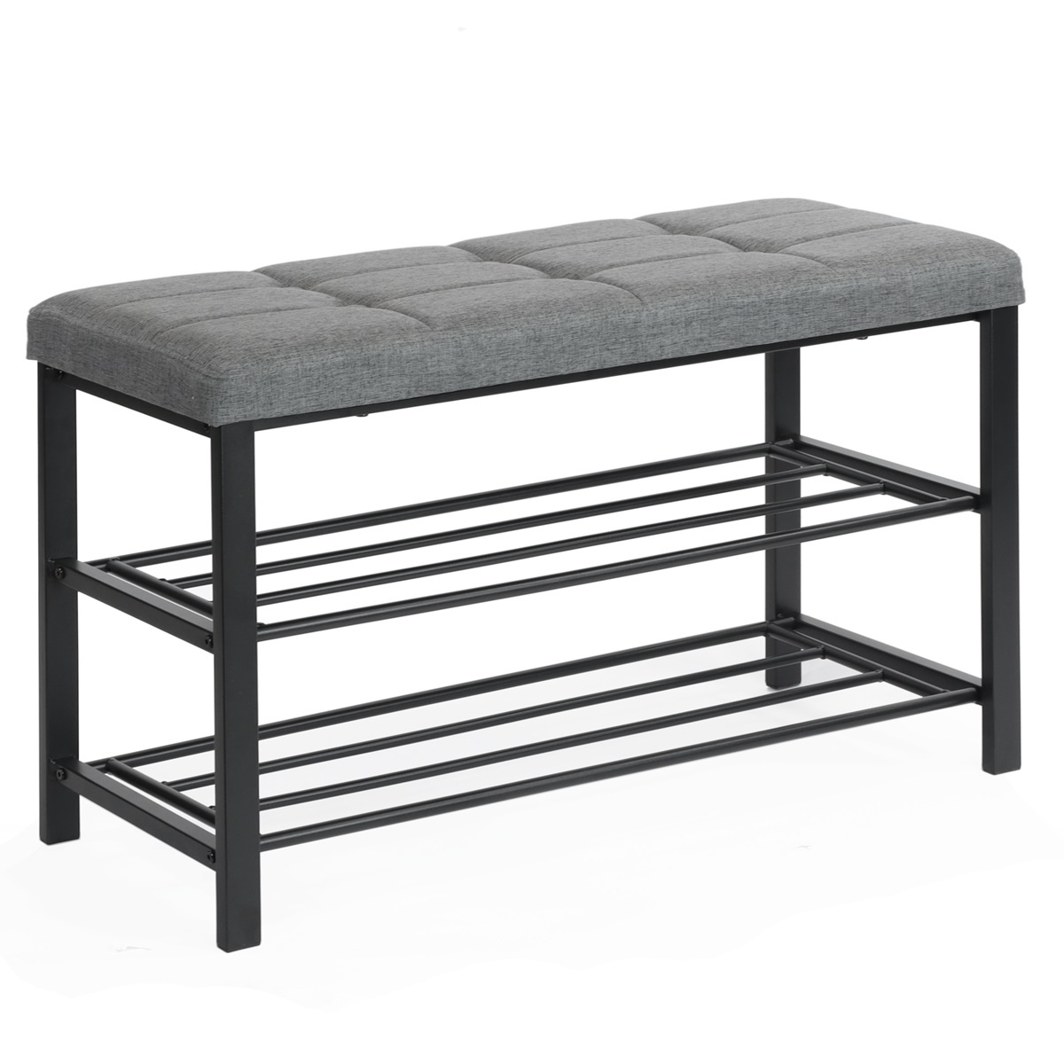 Półka na buty z siedziskiem Belivio STELLA Balck/Grey