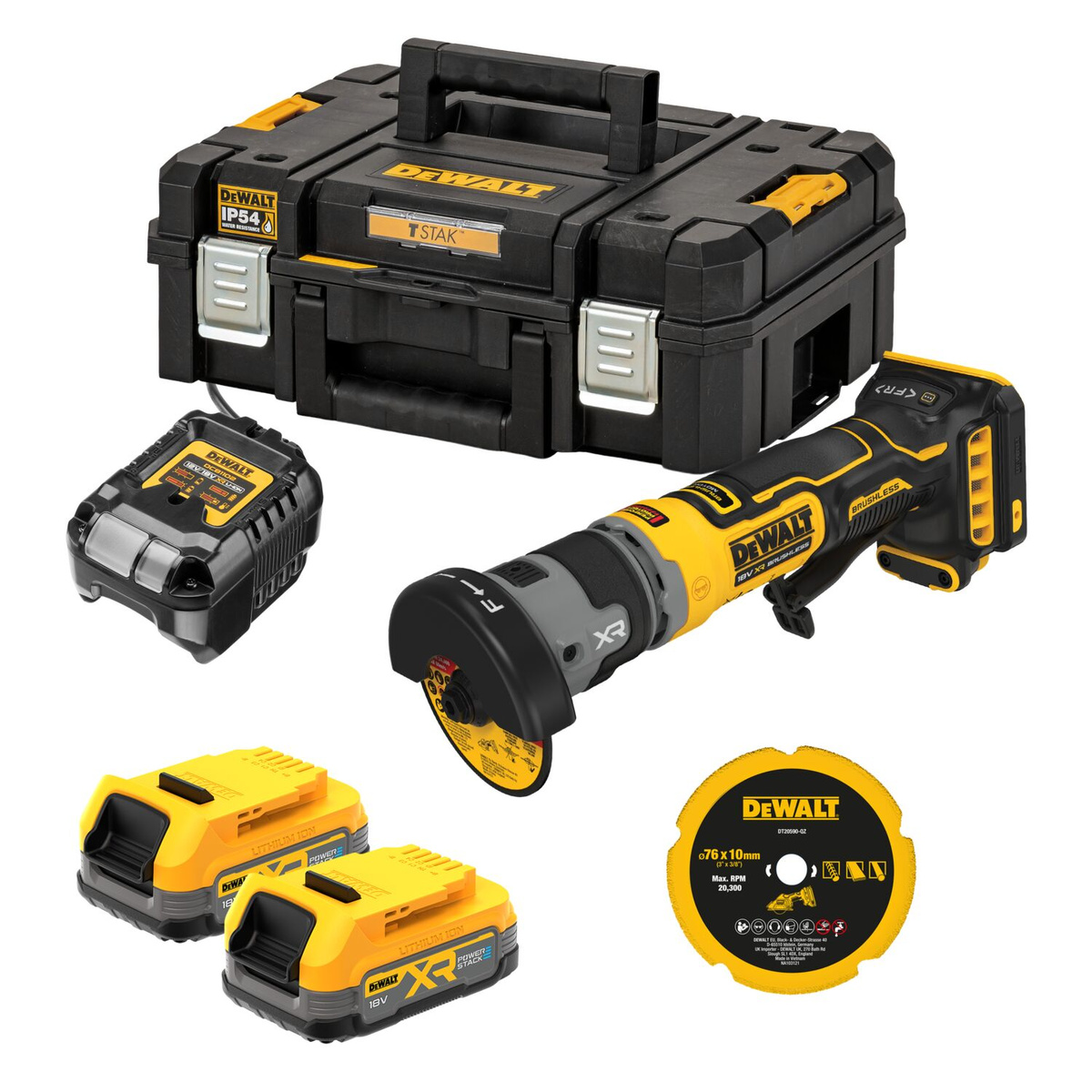 Przecinarka akumulatorowa 76 mm Dewalt DCG430E2T-QW - obrazek 1
