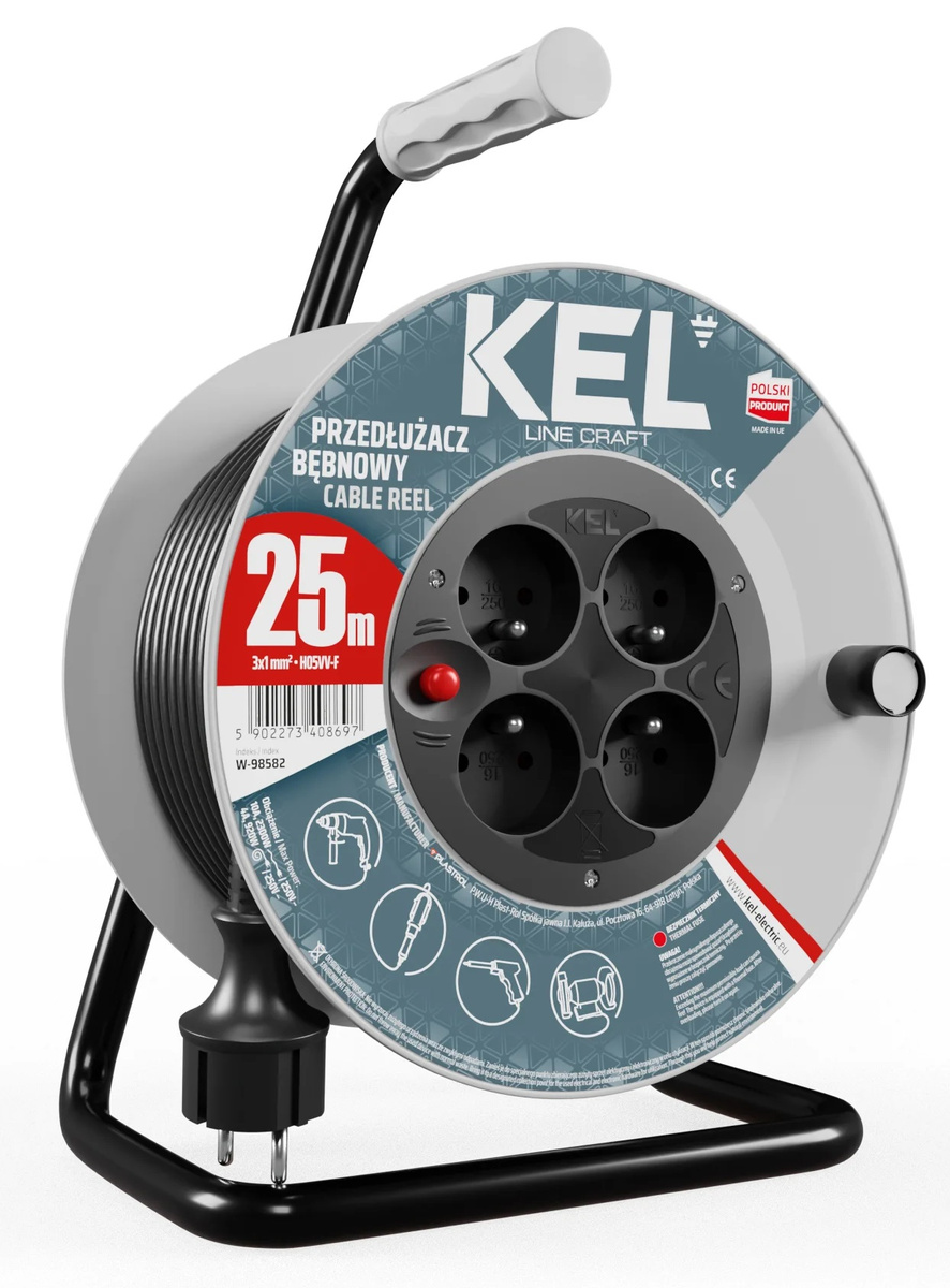 Przedłużacz bębnowy KEL PB-CR/S/25M/3X1/H05VV-F - obrazek 1