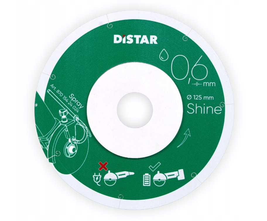 Tarcza diamentowa 1A1R 125×0,6x6x22,23mm Distar Shine 11127457030