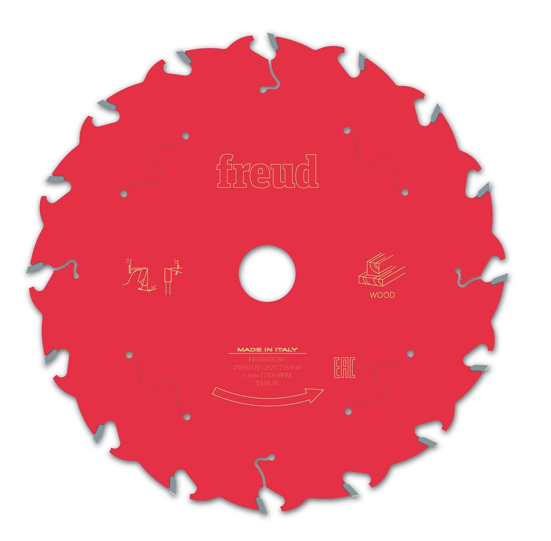 Tarcza piła 168×1,8/1,2x20mm Z16 Freud FR08W003H