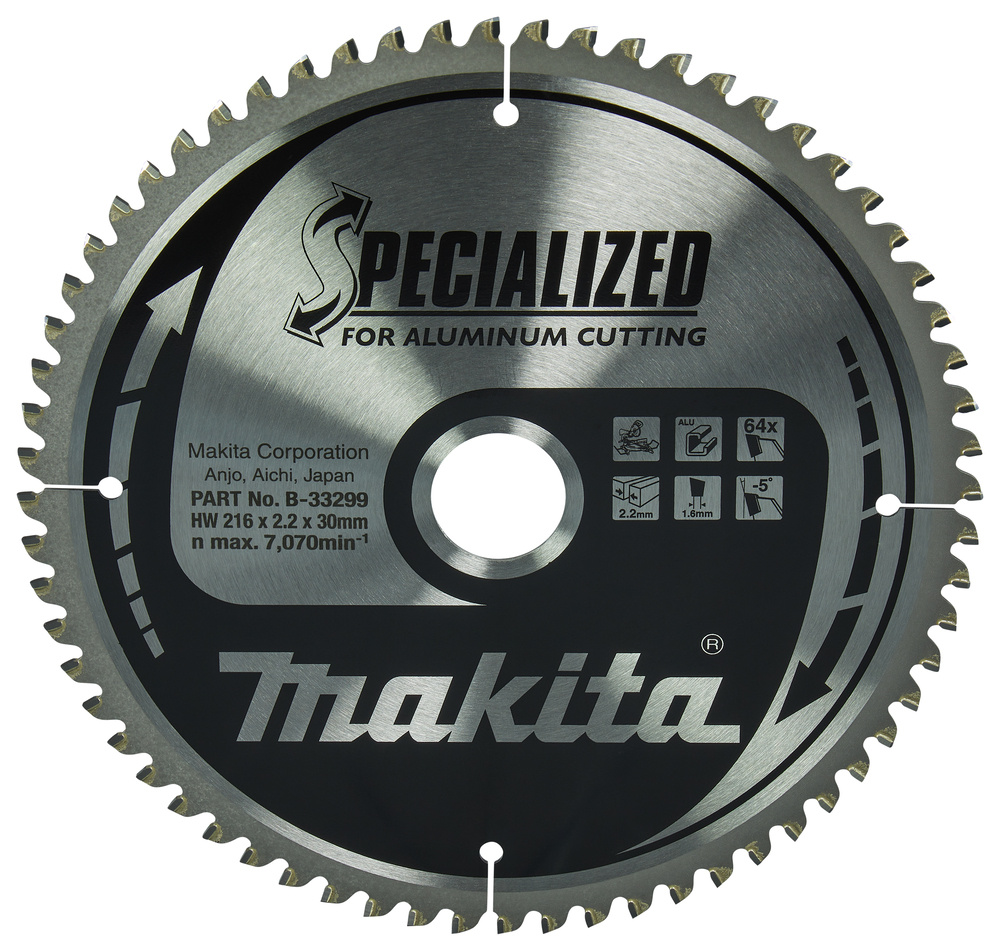 Tarcza tnąca do aluminium T.C.T. 216 x 30 mm, 64Z Makita B-33299 - obrazek 1