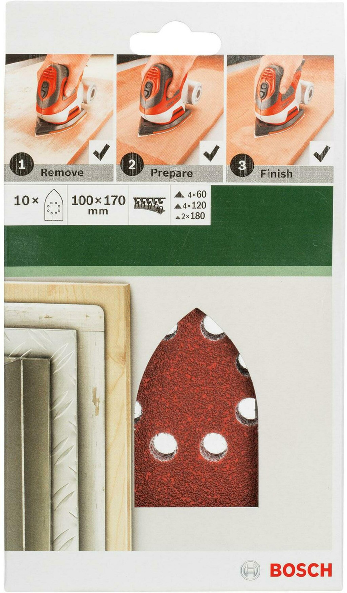 Zestaw 10 szt. papierów ściernych P60/120/180 100×170 mm Bosch 2609256A79