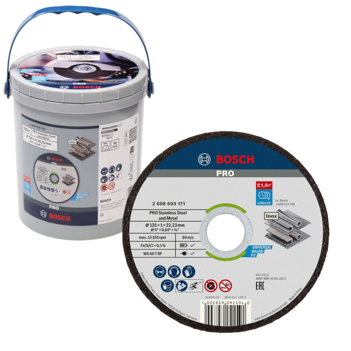Zestaw 100 szt. tarcz tnących do ciecia metalu 125×1 mm Bosch 2608626113
