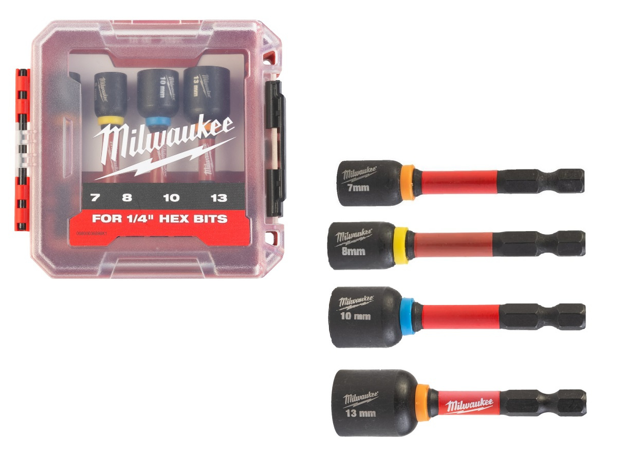 Zestaw nasadek udarowych HEX 1/4″ Milwaukee 7, 8, 10 i 13 mm