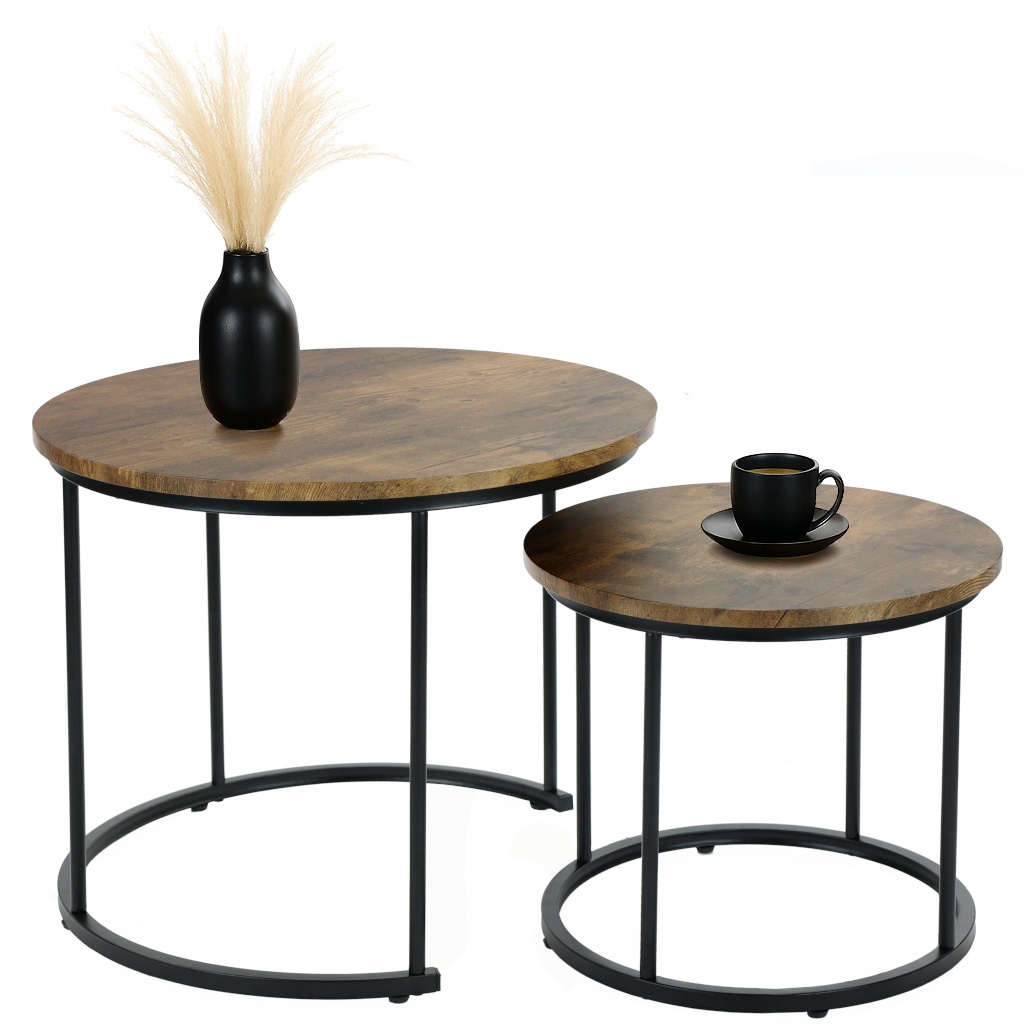 Zestaw stolików Belivio MOCCA RUSTICAL OAK - obrazek 1