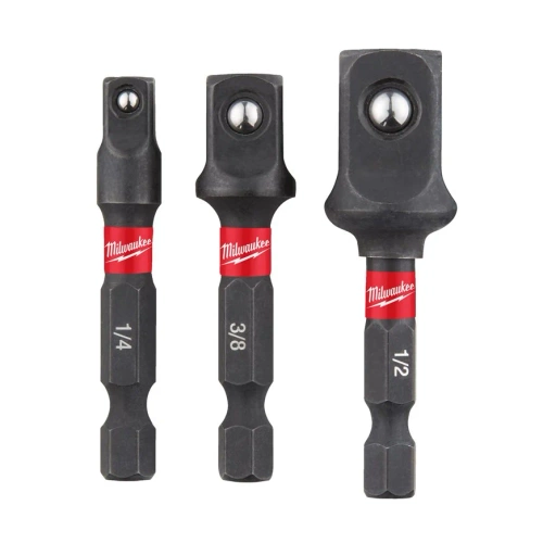 Zestaw adapterów Milwaukee Shockwave Impact Duty z HEX na 1/4″, 3/8″ i 1/2″