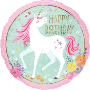 Balon foliowy, Magical Unicorn Happy Birthday, 46 cm Balon foliowy, Magical Unicorn Happy Birthday, 46 cm