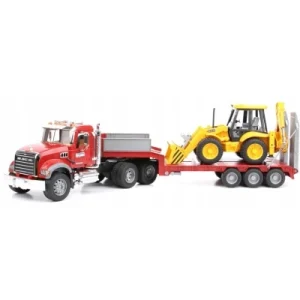 Bruder, MACK z naczepą i koparko ładowarką JCB, 02813 Bruder, MACK z naczepą i koparko ładowarką JCB, 02813