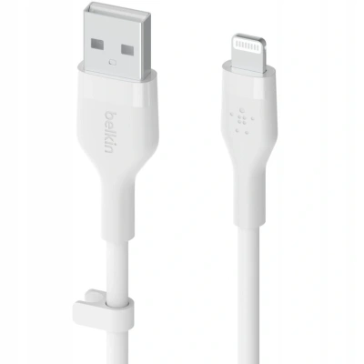 Kabel Belkin Boost Charge Flex Silicone MFi USB A do Lightning 2m, biały - obrazek 1