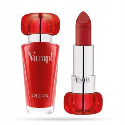 Pupa pomadka do ust Vamp! 302 Ruby Red Szminka w ekstremalnym kolorze z zabiegiem powiększającym ust. (dostępna 24 wariantach kolorów) - obrazek 1