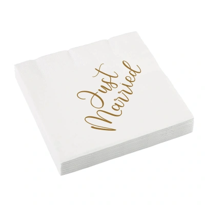 Amscan 9913270 serwetki "Just Married" wesele 16 szt. 33 x cm - obrazek 1