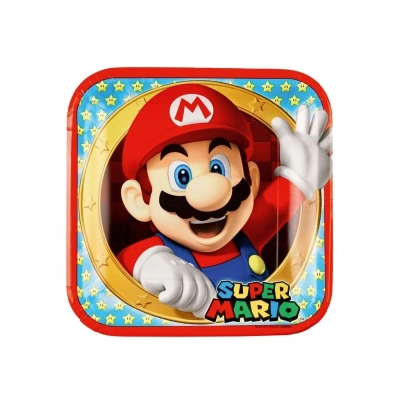 amscan 9901535 66 52 częściowy zestaw imprezowy Super Mario, talerze, kubki, serwetki dla 16 dzieci - obrazek 1