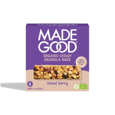 BATONIKI GRANOLA CRUNCHY Z CZERWONYMI OWOCAMI BEZGLUTENOWE BIO (6 x 24 g) 144 g MADEGOOD BATONIKI GRANOLA CRUNCHY Z CZERWONYMI OWOCAMI BEZGLUTENOWE BIO (6 x 24 g) 144 g MADEGOOD