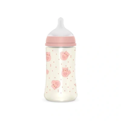 Suavinex Butelka SX PRO Średni Przepływ Bonhomia 270 ml Sowa Różowa - obrazek 1