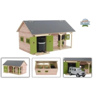Kids Globe 610249 horse stable, 1:32 scale (with 2 boxes, 1 storage room, without horses and accessories, farm for children, colour wood/green) Kids Globe 610249 horse stable, 1:32 scale (with 2 boxes, 1 storage room, without horses and accessories, farm for children, colour wood/green)