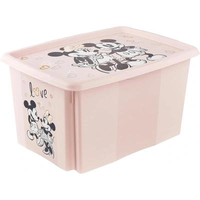 keeeper Myszka Minnie Pojemnik do przechowywania z pokrywą, Obracany i układany w stos, Dla dzieci, 45 l, Karolina, Nordic Pink - obrazek 1