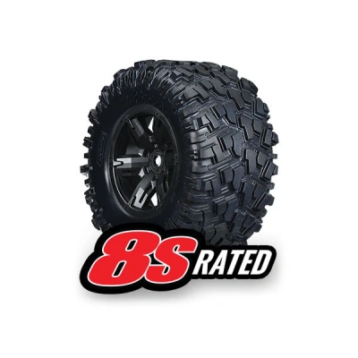 Traxxas 7772X Wstępnie przyklejone czarne koła X z oponami Maxx (klasa 8s), sprzedawane parą, M - obrazek 1