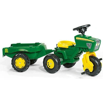 ROLLY TOYS RollyTrac John Deere z dźwiękiem i przyczepą Traktor pedałowy 052769, żółty