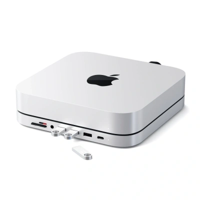 SATECHI Aluminiowy Stojak Typu C I Hub USB Port Danych C, Czytniki Kart Micro/SD, 3.0 & Gniazdo Słuchawkowe Dla Mac Mini M2/M1, Studio, 2020 2018 (Srebrny) SATECHI Aluminiowy Stojak Typu C I Hub USB Port Danych C, Czytniki Kart Micro/SD, 3.0 & Gniazdo Słuchawkowe Dla Mac Mini M2/M1, Studio, 2020 2018 (Srebrny)