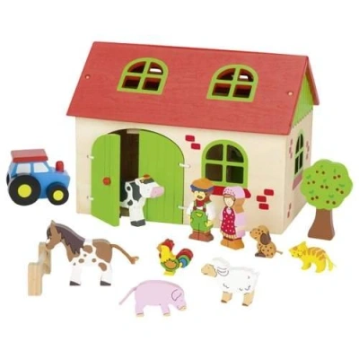 Mein Bauernhof, kleine Variante, 13 teilig: Stall: 19,3 x 13,5 14,3 cm, Holz, Teile, per Set - obrazek 1