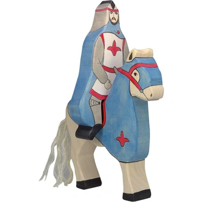 Blauer Ritter mit Mantel, reitend (ohne Pferd): ca. 9,5 x 2,6 15 cm, Holz, per Stück - obrazek 1